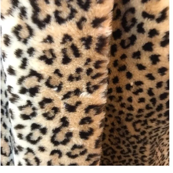 Dennis Basso Faux Fur Leopard Print Hooded Coat Oversized Small